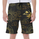 Gold Moon And Sun Print Men's Beach Shorts