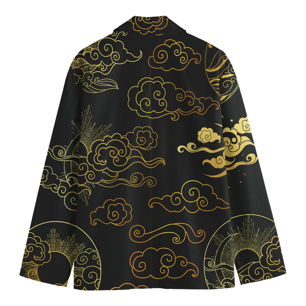 Gold Moon And Sun Print Men's Blazer