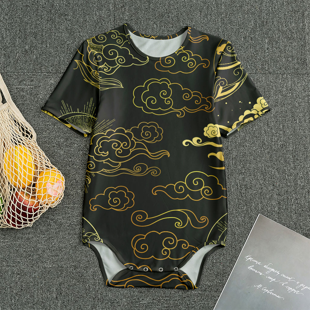Gold Moon And Sun Print Men's Bodysuit