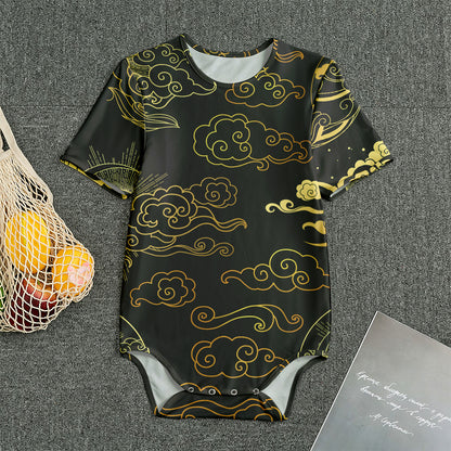Gold Moon And Sun Print Men's Bodysuit