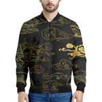 Gold Moon And Sun Print Men's Bomber Jacket