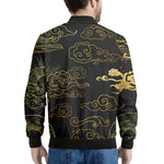Gold Moon And Sun Print Men's Bomber Jacket