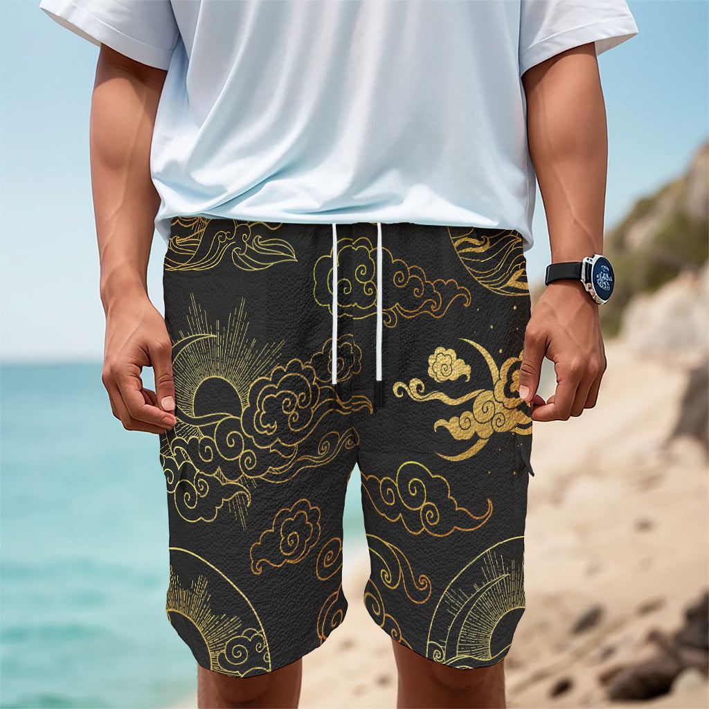 Gold Moon And Sun Print Men's Cargo Shorts