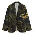 Gold Moon And Sun Print Men's Cotton Blazer
