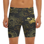 Gold Moon And Sun Print Men's Long Boxer Briefs