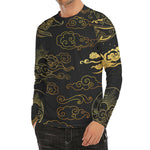 Gold Moon And Sun Print Men's Long Sleeve Rash Guard