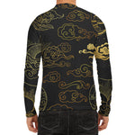 Gold Moon And Sun Print Men's Long Sleeve Rash Guard