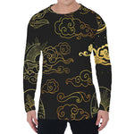 Gold Moon And Sun Print Men's Long Sleeve T-Shirt