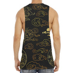 Gold Moon And Sun Print Men's Muscle Tank Top