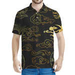 Gold Moon And Sun Print Men's Polo Shirt