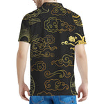 Gold Moon And Sun Print Men's Polo Shirt