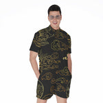Gold Moon And Sun Print Men's Rompers