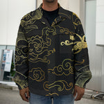 Gold Moon And Sun Print Men's Shirt Jacket