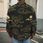 Gold Moon And Sun Print Men's Shirt Jacket