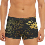 Gold Moon And Sun Print Men's Short Boxer Briefs