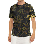 Gold Moon And Sun Print Men's Short Sleeve Rash Guard