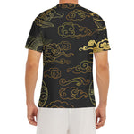 Gold Moon And Sun Print Men's Short Sleeve Rash Guard