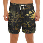 Gold Moon And Sun Print Men's Split Running Shorts