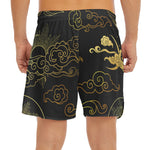 Gold Moon And Sun Print Men's Split Running Shorts