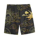 Gold Moon And Sun Print Men's Sports Shorts