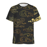 Gold Moon And Sun Print Men's Sports T-Shirt