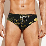 Gold Moon And Sun Print Men's Swim Briefs
