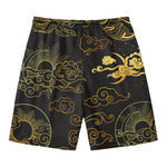 Gold Moon And Sun Print Men's Swim Trunks
