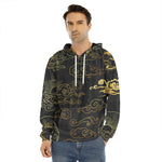 Gold Moon And Sun Print Men's Velvet Pullover Hoodie
