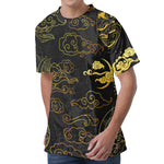 Gold Moon And Sun Print Men's Velvet T-Shirt