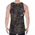 Gold Moon And Sun Print Men's Velvet Tank Top