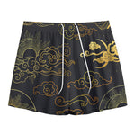 Gold Moon And Sun Print Mesh Shorts