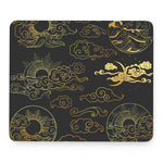 Gold Moon And Sun Print Mouse Pad