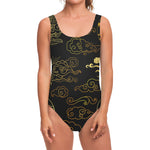Gold Moon And Sun Print One Piece Swimsuit