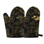 Gold Moon And Sun Print Oven Mitts