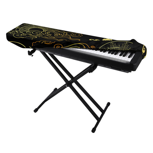 Gold Moon And Sun Print Piano Keyboard Cover