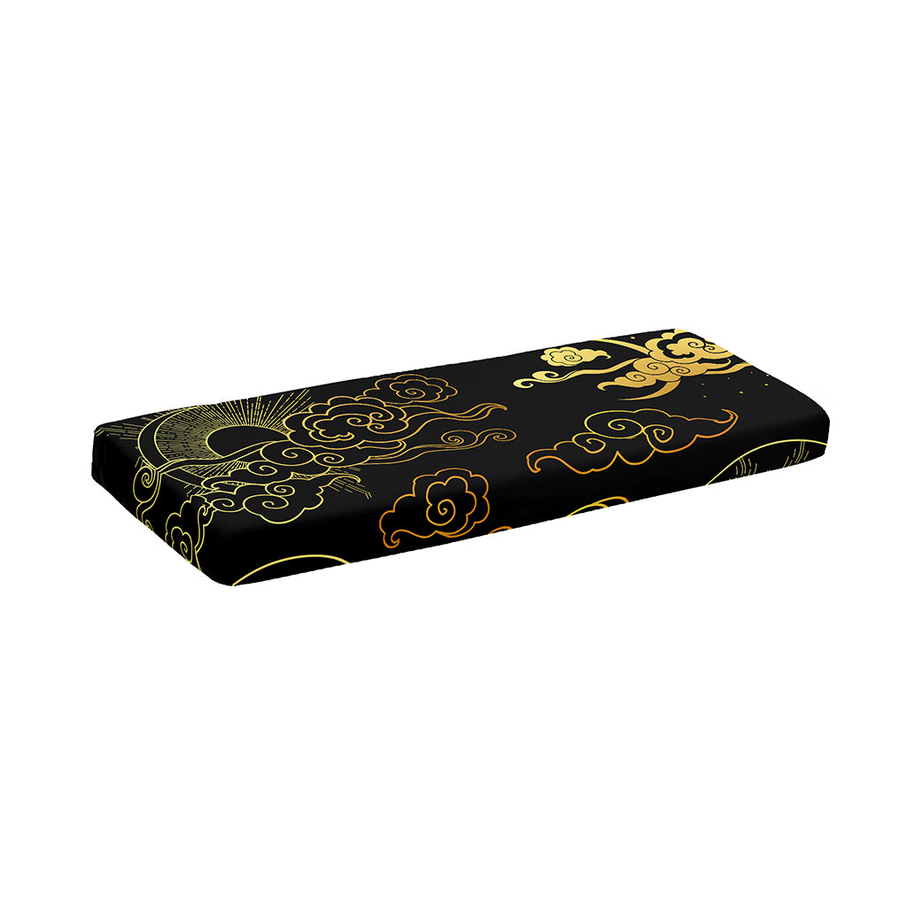 Gold Moon And Sun Print Piano Keyboard Cover