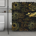 Gold Moon And Sun Print Polyester Shower Curtain