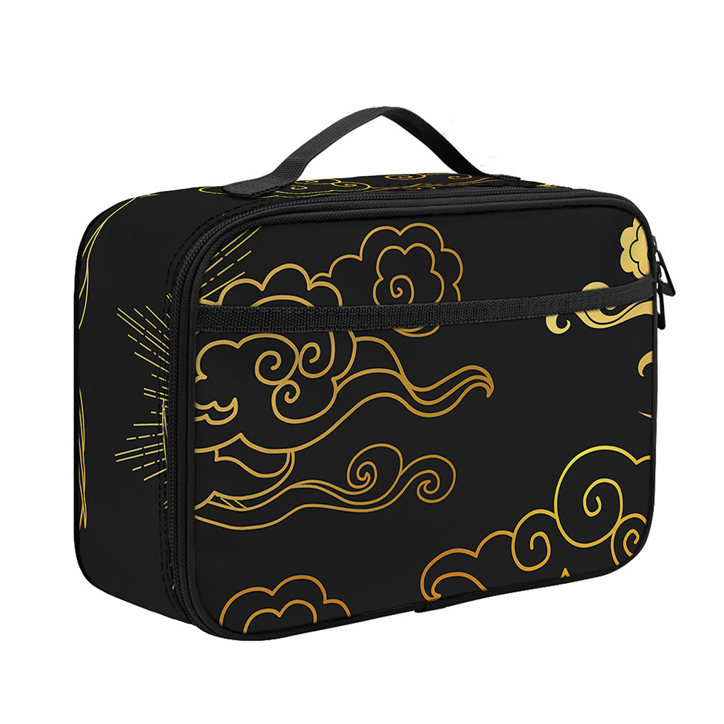 Gold Moon And Sun Print Portable Lunch Bag