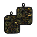 Gold Moon And Sun Print Pot Holders