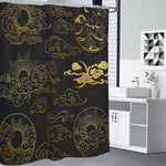 Gold Moon And Sun Print Premium Shower Curtain