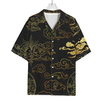 Gold Moon And Sun Print Rayon Hawaiian Shirt