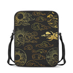 Gold Moon And Sun Print Rectangular Crossbody Bag