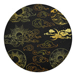 Gold Moon And Sun Print Round Blanket