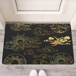 Gold Moon And Sun Print Rubber Doormat