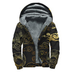 Gold Moon And Sun Print Sherpa Lined Zip Up Hoodie