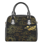 Gold Moon And Sun Print Shoulder Handbag