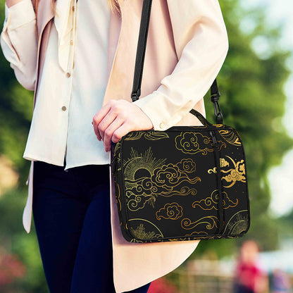 Gold Moon And Sun Print Shoulder Strap Bible Bag