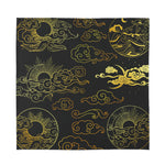 Gold Moon And Sun Print Silk Bandana
