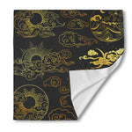 Gold Moon And Sun Print Silk Bandana