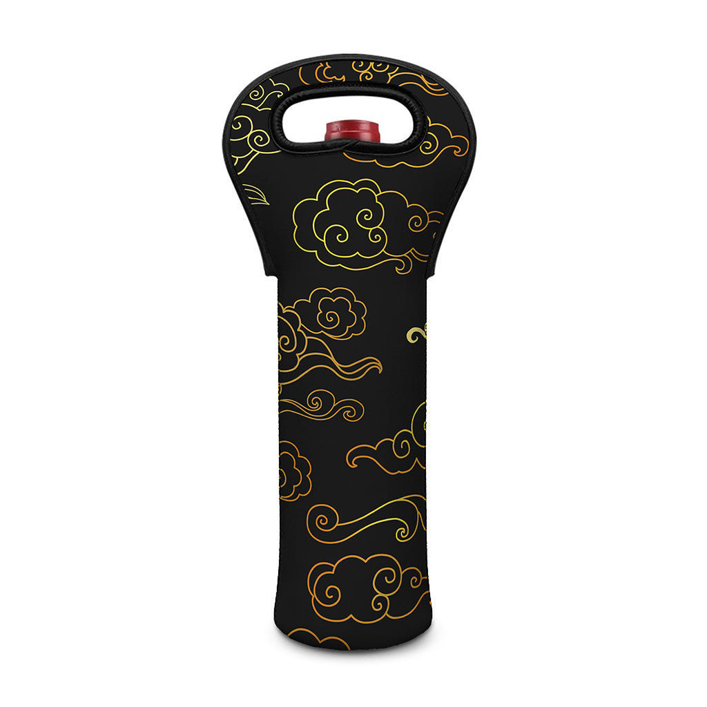 Gold Moon And Sun Print Single Neoprene Wine Tote